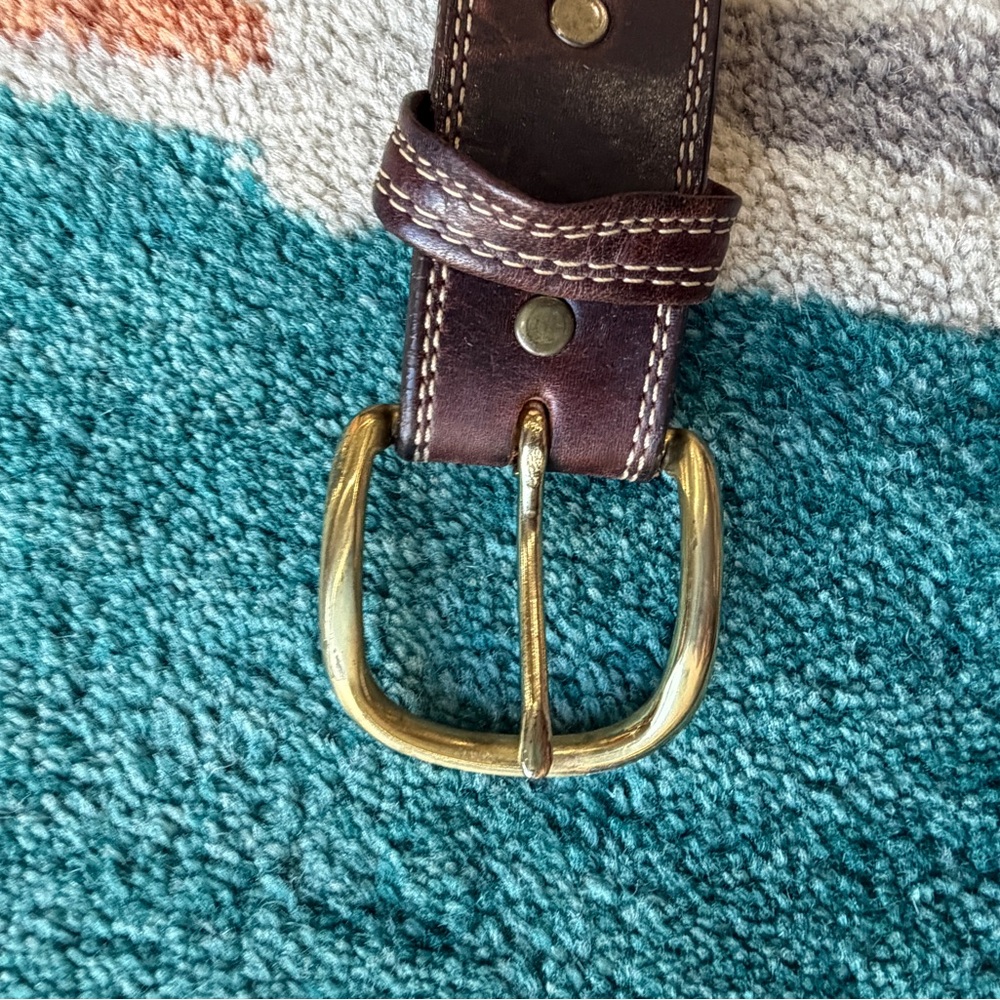 Classic Brown Leather Belt Western Vintage - Picture 4 of 5